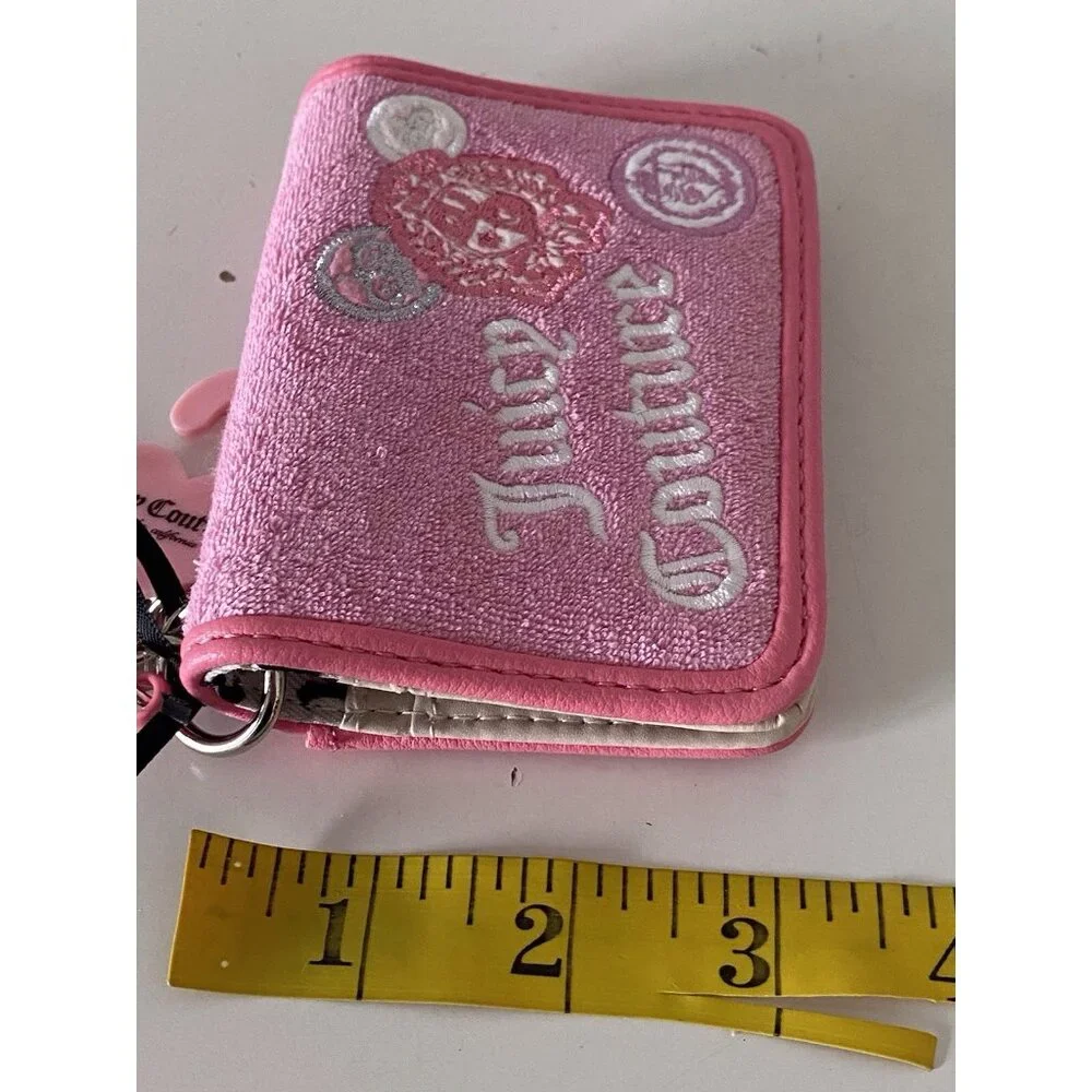 Juicy Couture Juicy Girl Rule Card Case FOB Wallet Pink Cherry Blossom Terry NEW